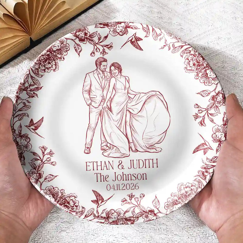 Custom Photo Couples Wedding Engaged Bachelor Party - Personalized Ceramic Plate