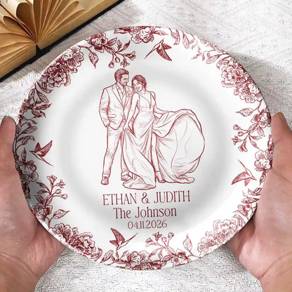 Custom Photo Couples Wedding Engaged Bachelor Party - Personalized Ceramic Plate