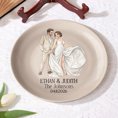 Custom Photo Couples Wedding Engaged Bachelor Party - Personalized Ceramic Plate