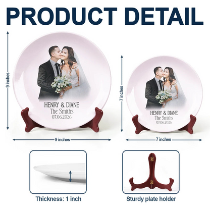 Custom Photo Couples Wedding Engaged Bachelor Party - Personalized Ceramic Plate