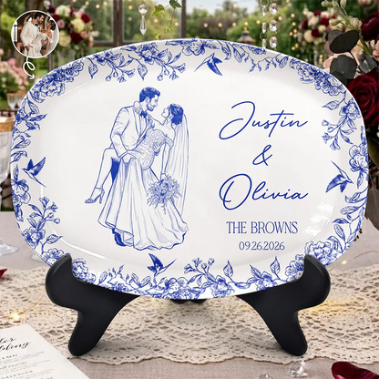 Custom Photo Couples Wedding Engaged Bachelor Party - Personalized Plate