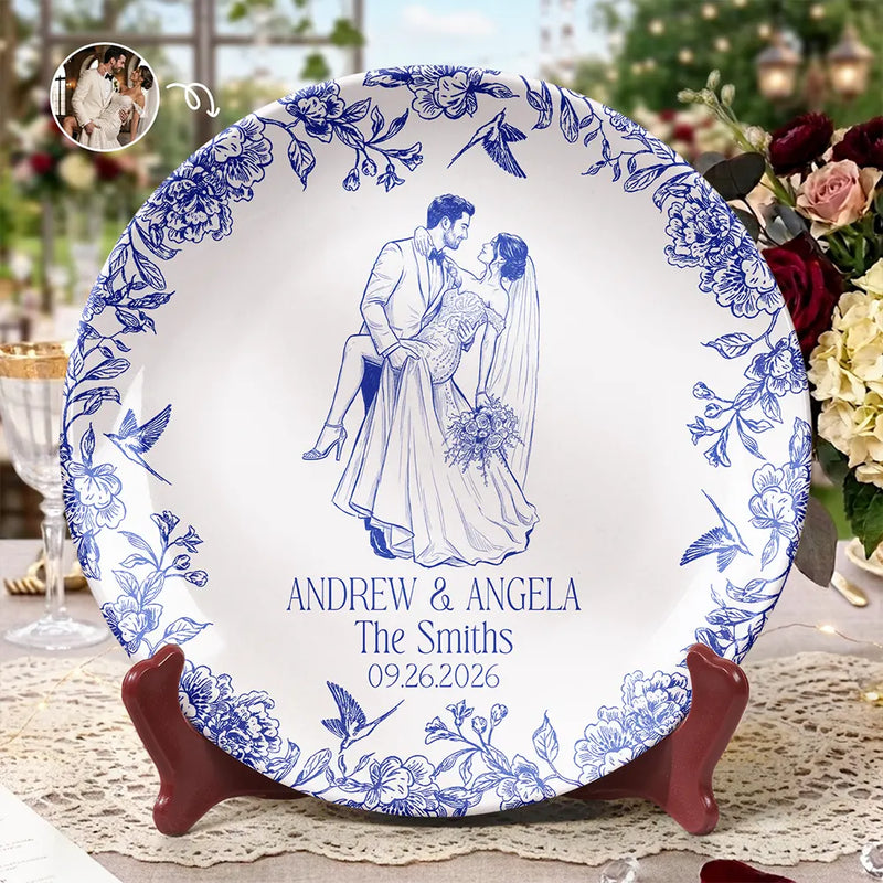 Custom Photo Couples Wedding Engaged Bachelor Party - Personalized Ceramic Plate