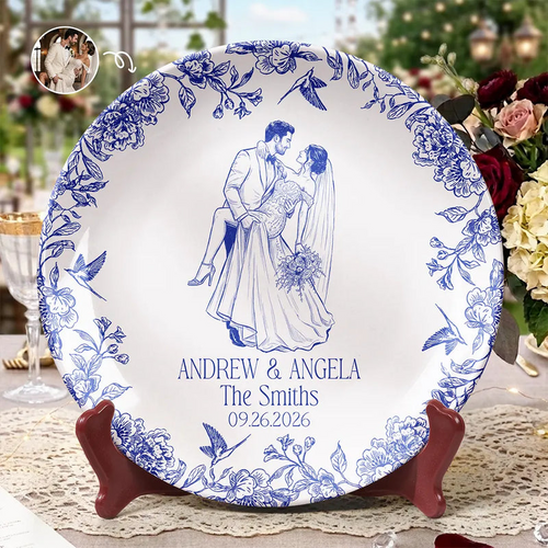 Custom Photo Couples Wedding Engaged Bachelor Party - Personalized Ceramic Plate