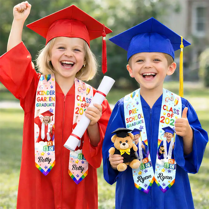 Custom Photo Cute Graduation Kid Rainbow - Personalized Kid Graduation Stole