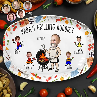 Custom Photo Dad Papa Grilling Buddies Fun Icon - Personalized Plate