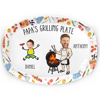 Custom Photo Dad Papa Grilling Buddies Fun Icon - Personalized Plate