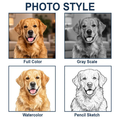 Custom Photo Dog Cat Portrait Art - Personalized Stainless Steel Keychain