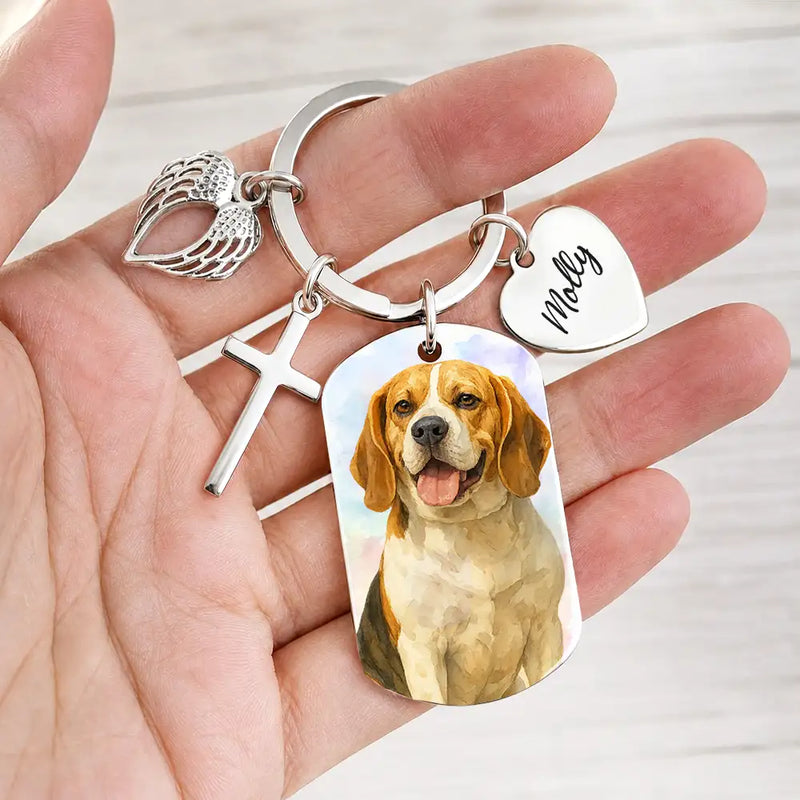 Custom Photo Dog Cat Portrait Art - Personalized Stainless Steel Keychain