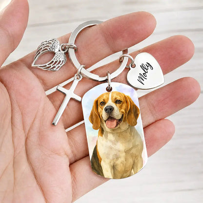 Custom Photo Dog Cat Portrait Art - Personalized Stainless Steel Keychain