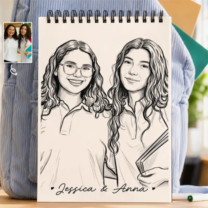 Custom Photo Family Kids Pets Pencil Sketch - Personalized Sketchbook