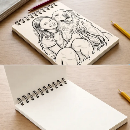 Custom Photo Family Kids Pets Pencil Sketch - Personalized Sketchbook