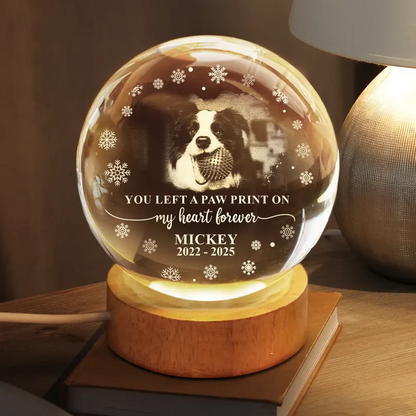 Custom Photo Forever Loved Memorial Dog Cat - Personalized Crystal Globe Lamp