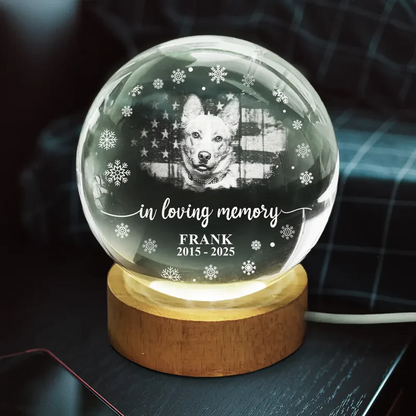 Custom Photo Forever Loved Memorial Dog Cat - Personalized Crystal Globe Lamp