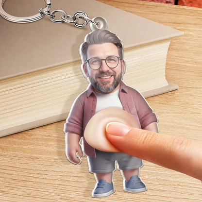 Custom Photo Funny Belly Character Family Member - Personalized Squishy Acrylic Keychain