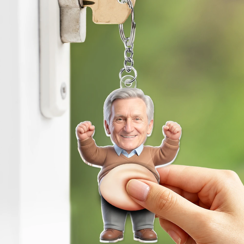 Custom Photo Funny Belly Character Family Member - Personalized Squishy Acrylic Keychain
