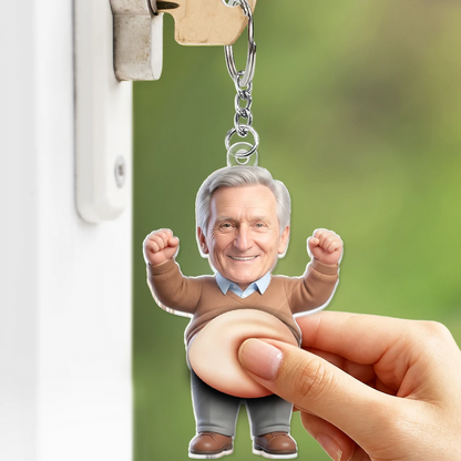 Custom Photo Funny Belly Character Family Member - Personalized Squishy Acrylic Keychain