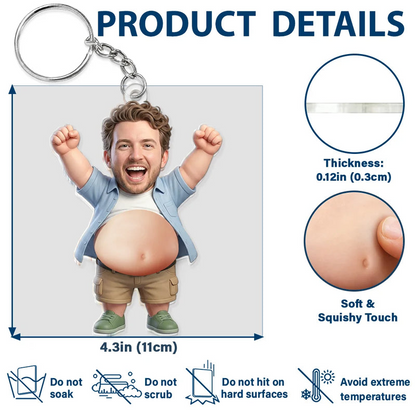 Custom Photo Funny Belly Character Family Member - Personalized Squishy Acrylic Keychain