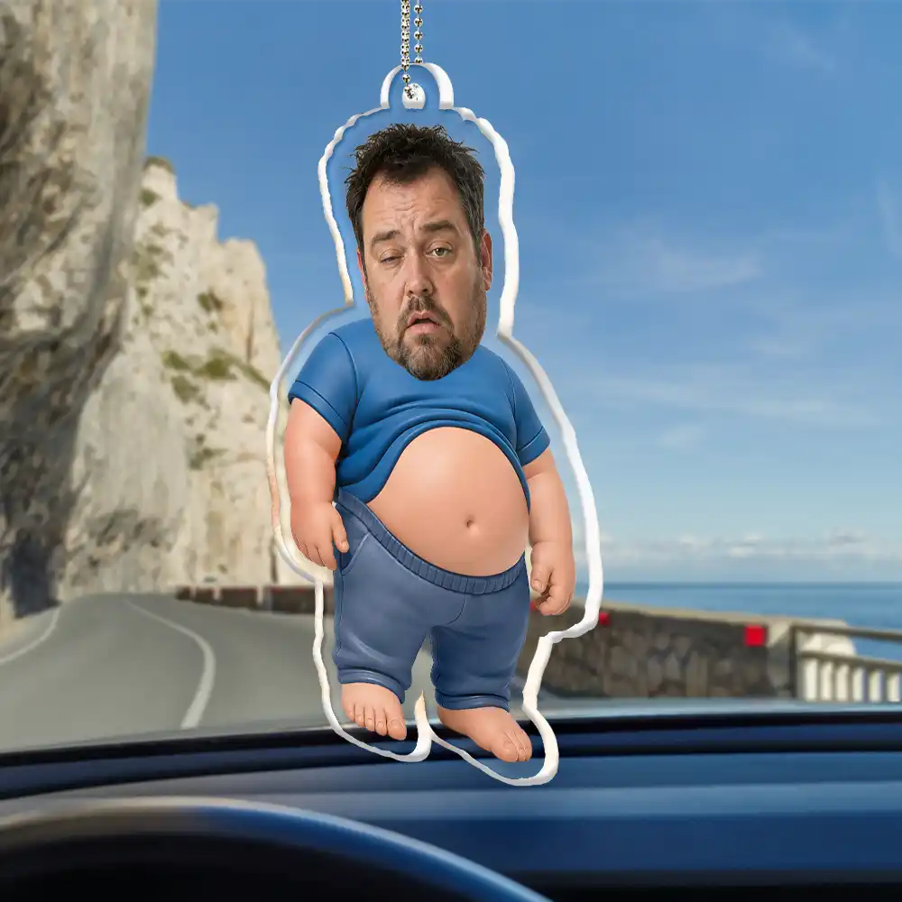 Custom Photo Funny Dad Bod Belly - Personalized Acrylic Car Hanger