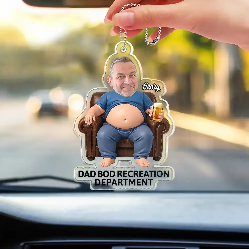 Custom Photo Funny Dad Bod Belly - Personalized Acrylic Car Hanger