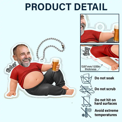 Custom Photo Funny Dad Bod Belly - Personalized Acrylic Car Hanger