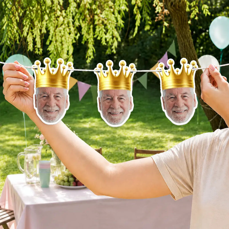 Custom Photo Happy Retirement Queen, King - Personalized Garland Banner
