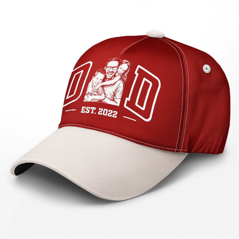 Custom Photo Ink Drawing Dad Mom Est Year - Personalized Classic Cap