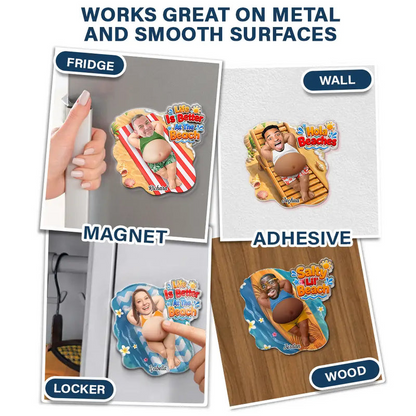Custom Photo Life Is Better At The Beach - Personalized Squishy Acrylic Fridge Magnet