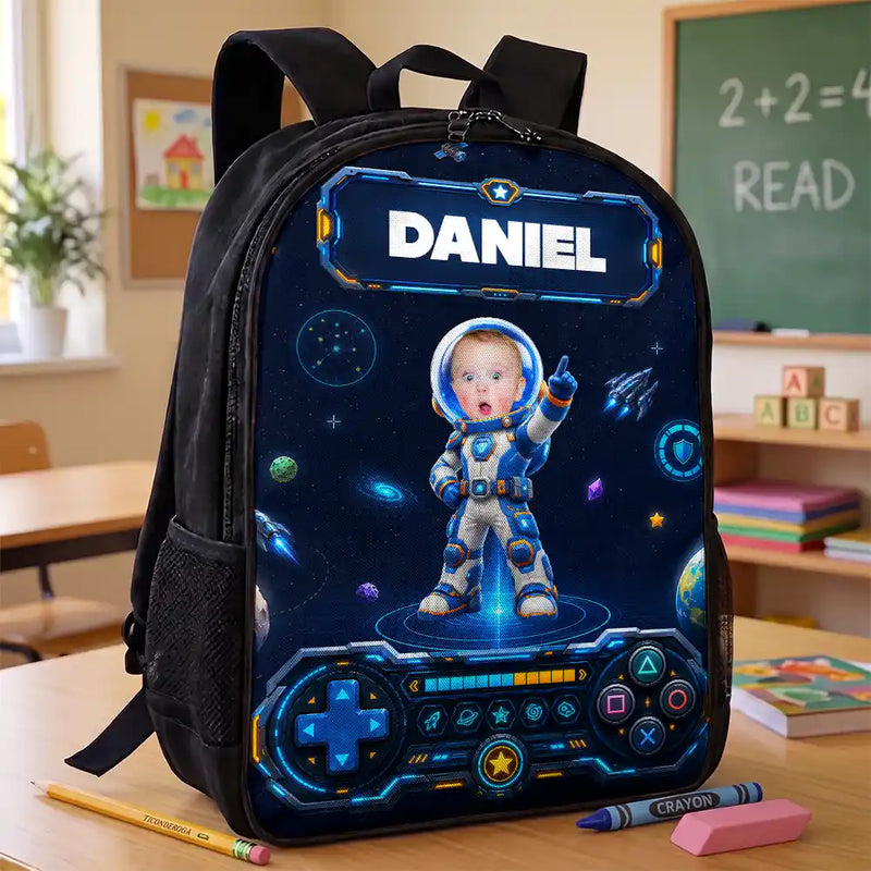 Custom Photo Little Space Explorer - Personalized Kids Backpack