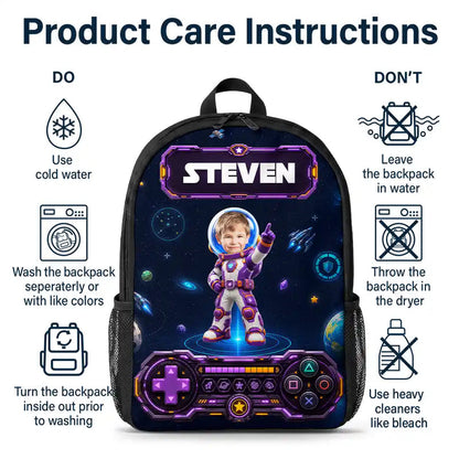 Custom Photo Little Space Explorer - Personalized Kids Backpack