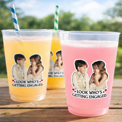 Custom Photo Look Who's Getting Married - Personalized Frosted Cups