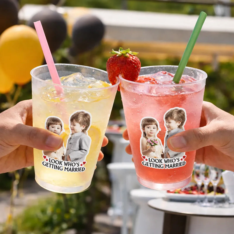 Custom Photo Look Who's Getting Married - Personalized Frosted Cups