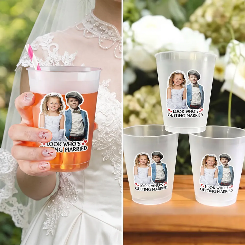 Custom Photo Look Who's Getting Married - Personalized Frosted Cups