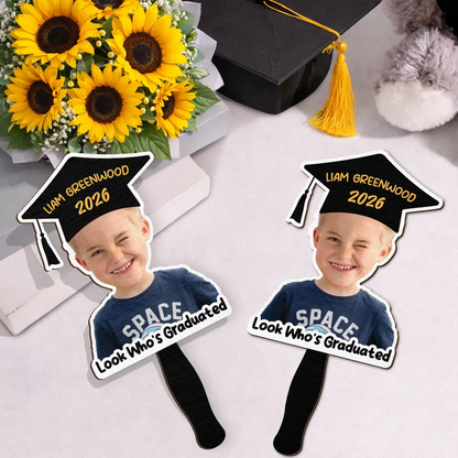 Custom Photo Look Who's Graduated - Personalized Graduation Handheld Fan