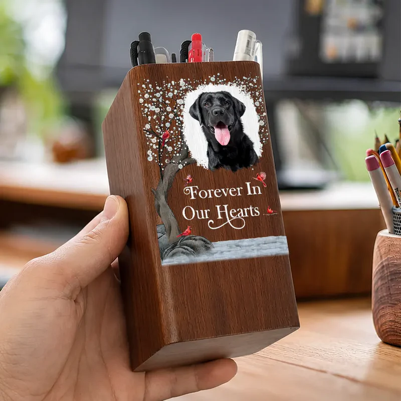 Custom Photo Memorial I'm Always With You - Personalized Pen Holder With Clock
