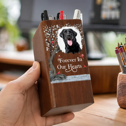 Custom Photo Memorial I'm Always With You - Personalized Pen Holder With Clock