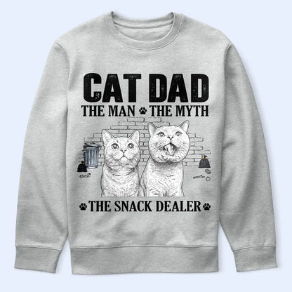 Custom Photo Pencil Sketch Art Cat Dad The Man The Myth The Snack Dealer - Personalized T Shirt
