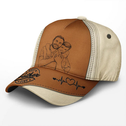 Custom Photo Bold Sketch Best Dad Papa Ever - Personalized Classic Cap