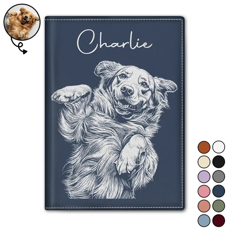 Custom Photo Pencil Sketch Besties Family Pet Funny Portrait - Personalized Passport Cover, Passport Holder