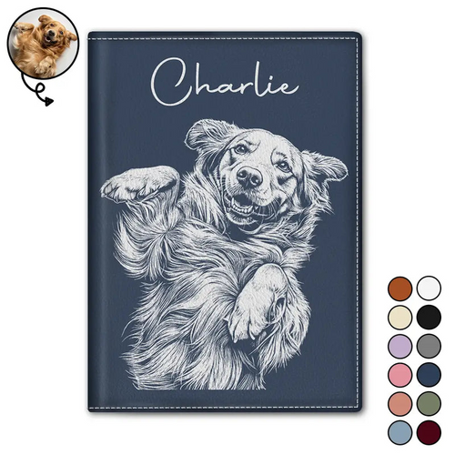 Custom Photo Pencil Sketch Besties Family Pet Funny Portrait - Personalized Passport Cover, Passport Holder