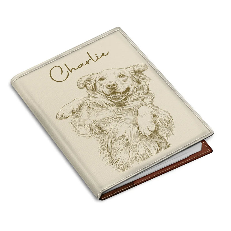 Custom Photo Pencil Sketch Besties Family Pet Funny Portrait - Personalized Passport Cover, Passport Holder