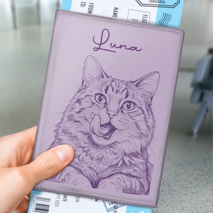 Custom Photo Pencil Sketch Besties Family Pet Funny Portrait - Personalized Passport Cover, Passport Holder
