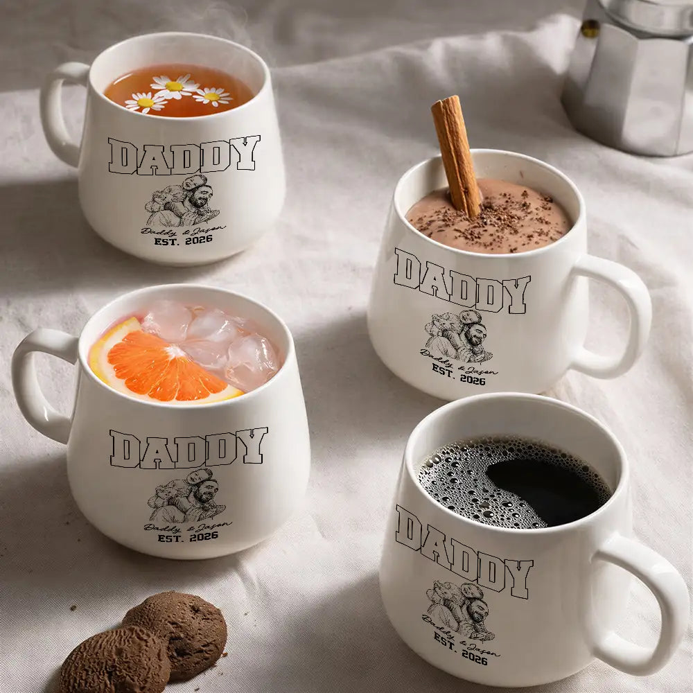 Custom Photo Pencil Sketch Dad Mom New Parents Est - Personalized Tapered Mug
