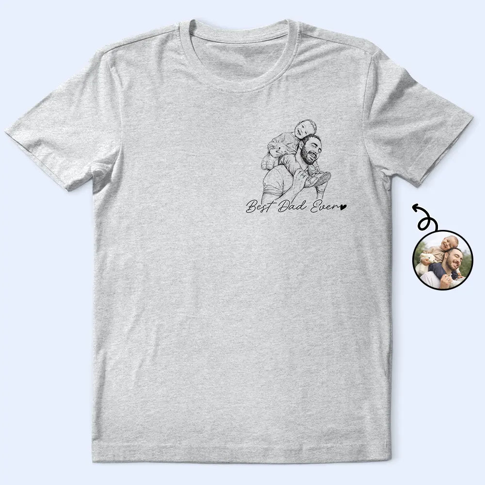 Custom Photo Pencil Sketch Best Dad Grandpa Ever Family Portrait - Personalized T Shirt