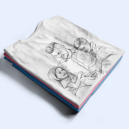Father's Day Gifts, Custom Photo Pencil Sketch Just A Dad And His Girl - Personalized T Shirt