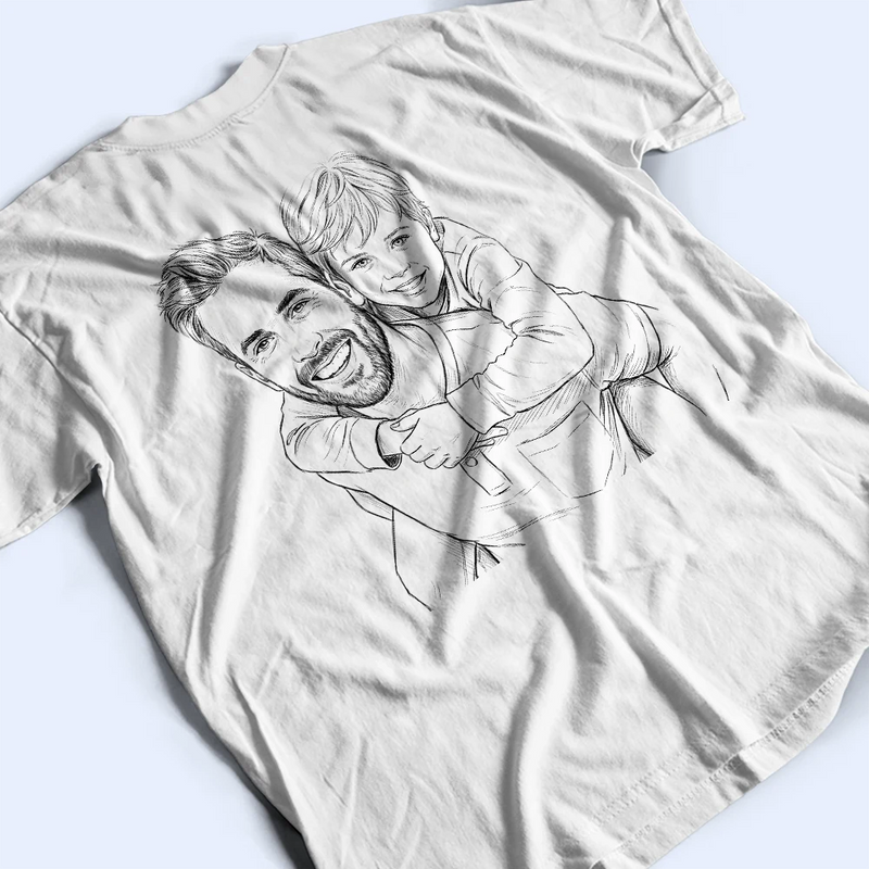 Father's Day Gifts, Custom Photo Pencil Sketch Just A Dad And His Girl - Personalized T Shirt