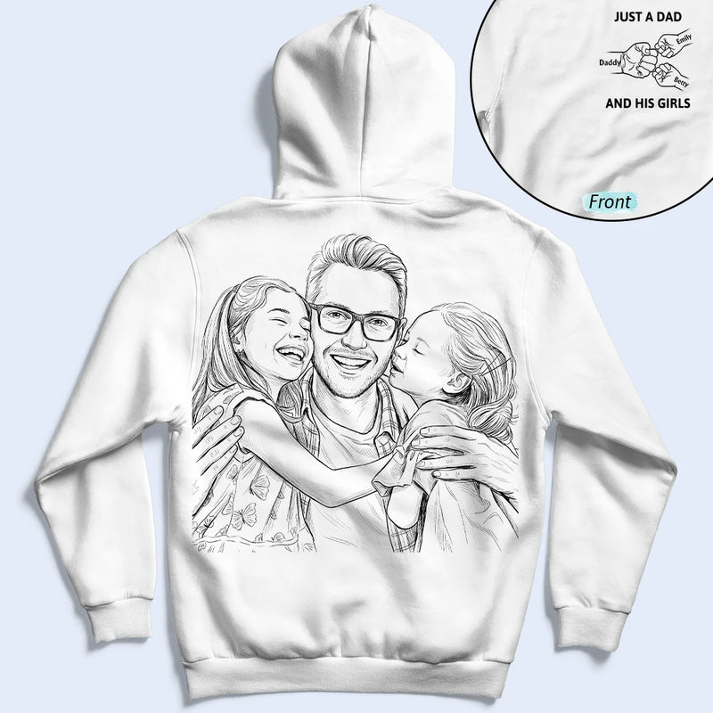 Father's Day Gifts, Custom Photo Pencil Sketch Just A Dad And His Girl - Personalized T Shirt