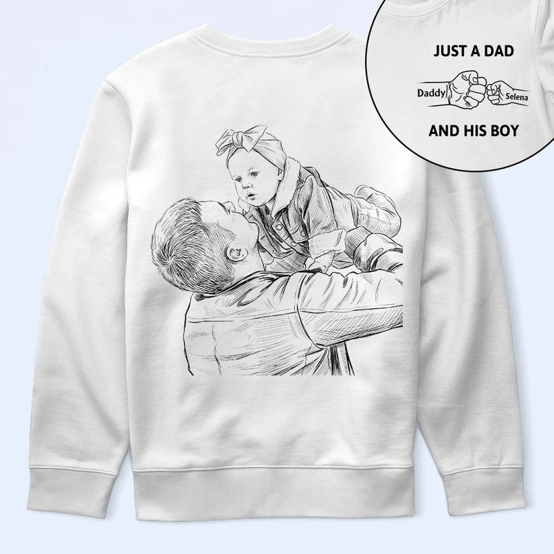Father's Day Gifts, Custom Photo Pencil Sketch Just A Dad And His Girl - Personalized T Shirt