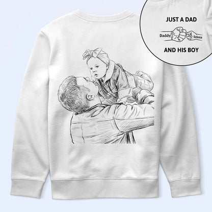 Father's Day Gifts, Custom Photo Pencil Sketch Just A Dad And His Girl - Personalized T Shirt
