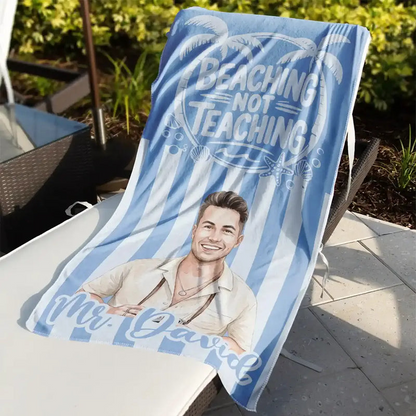 Custom Photo Realistic Watercolor Art Beaching Not Teaching Vibrant Stripes Color - Personalized Beach Towel
