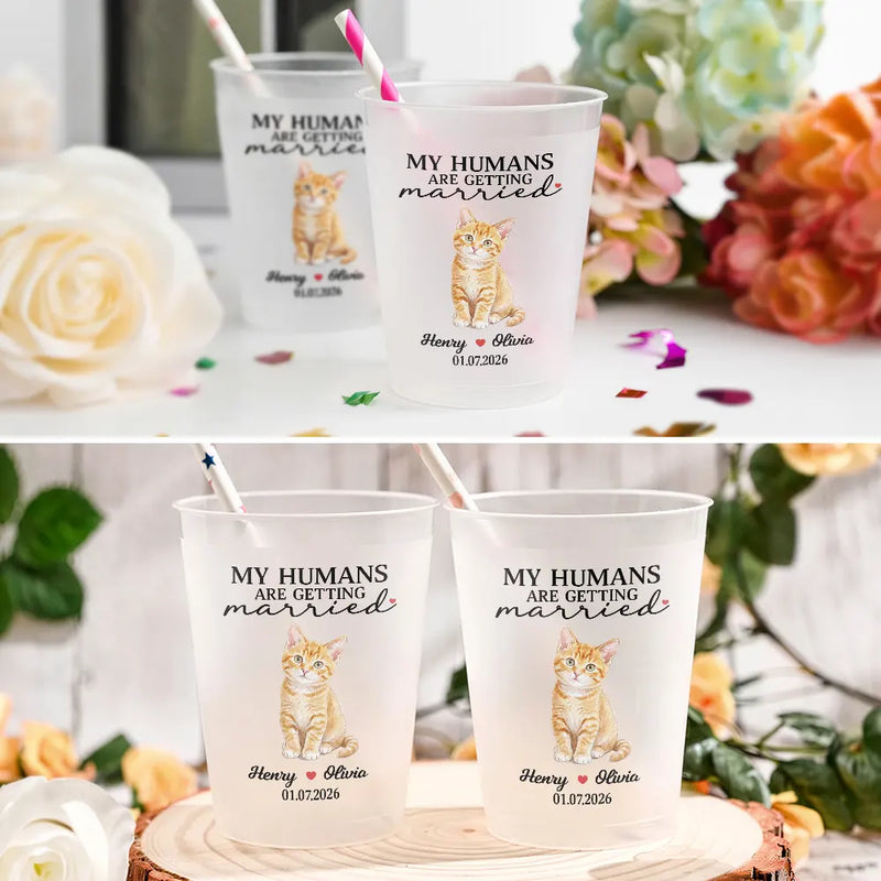 Custom Photo Realistic Watercolor Art Our Humans Are Getting Married - Personalized Frosted Cups